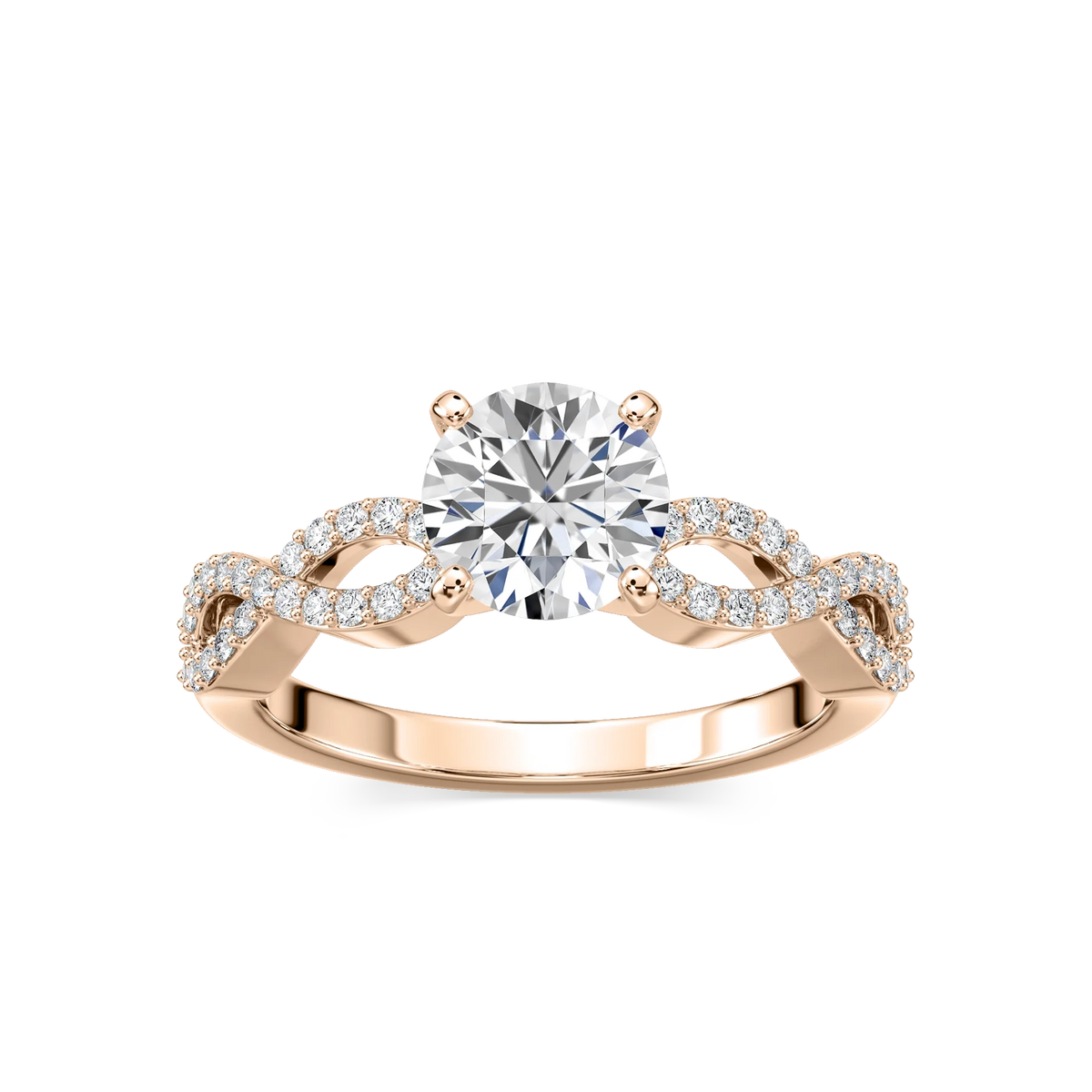 Ayla LGD Infinity Side Stone Engagement Ring - 14K Rose Gold