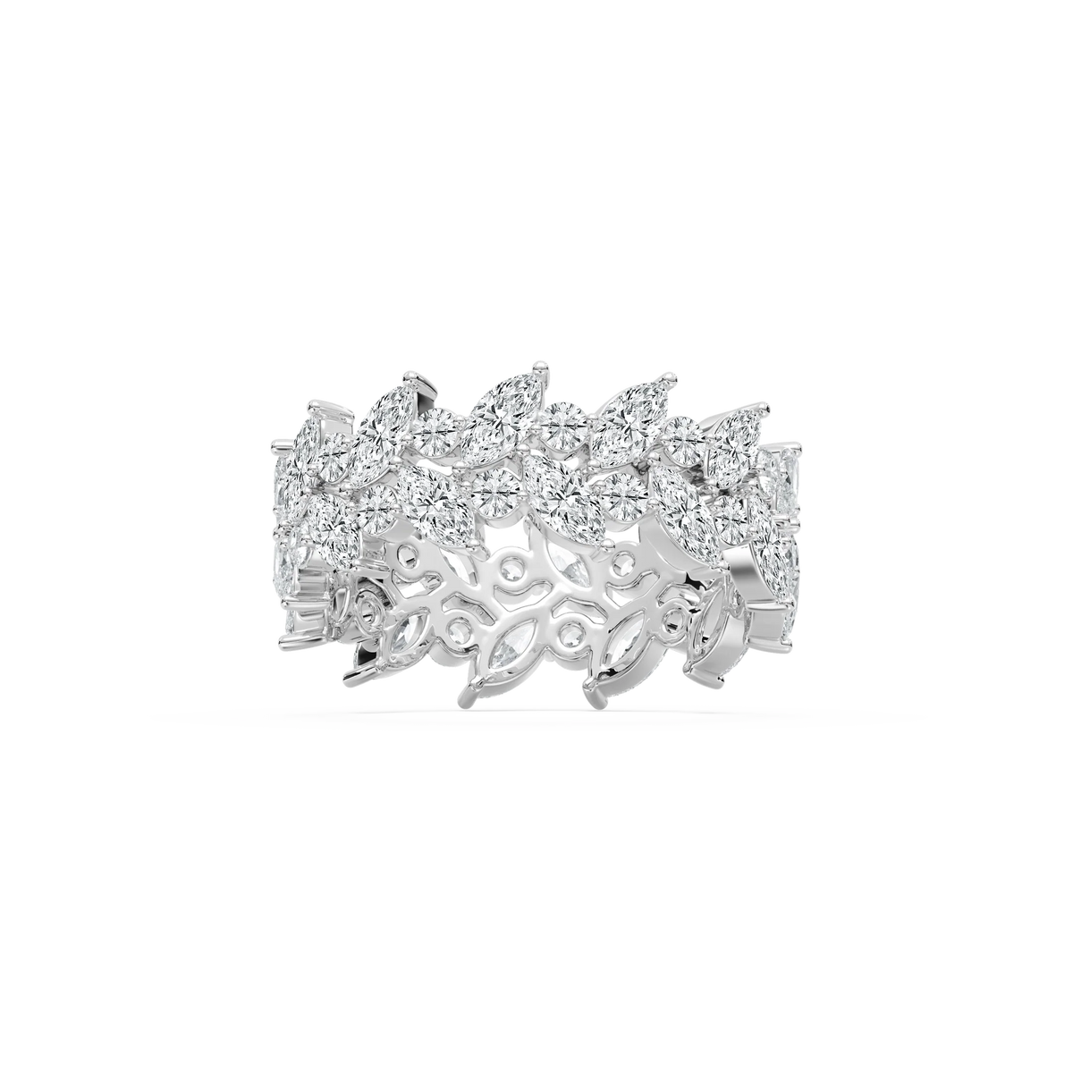 Ida 3 ¼ ctw Marquise and Round LGD Alternating Eternity Band - 14K White Gold