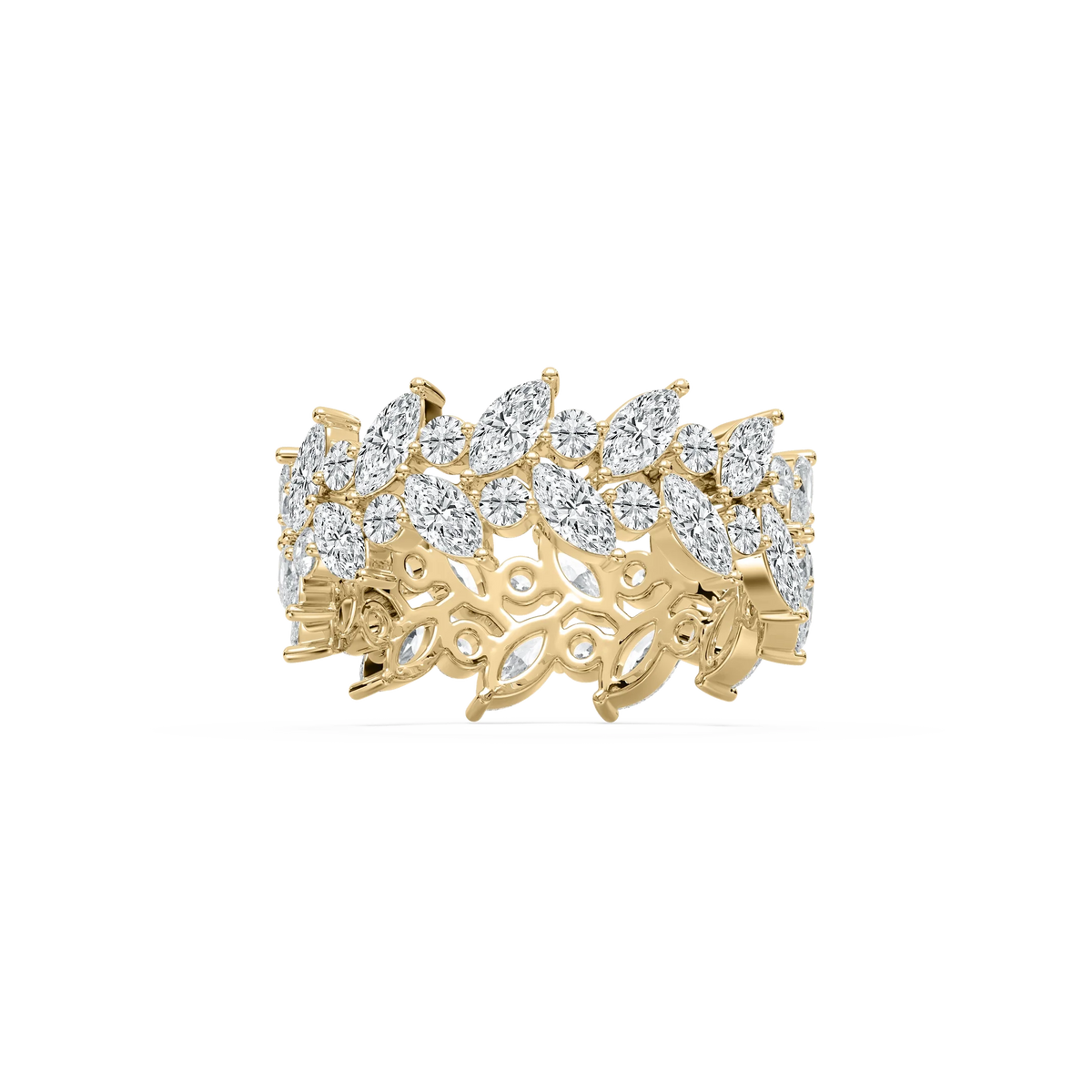 Ida 3 ¼ ctw Marquise and Round LGD Alternating Eternity Band - 14K Yellow Gold