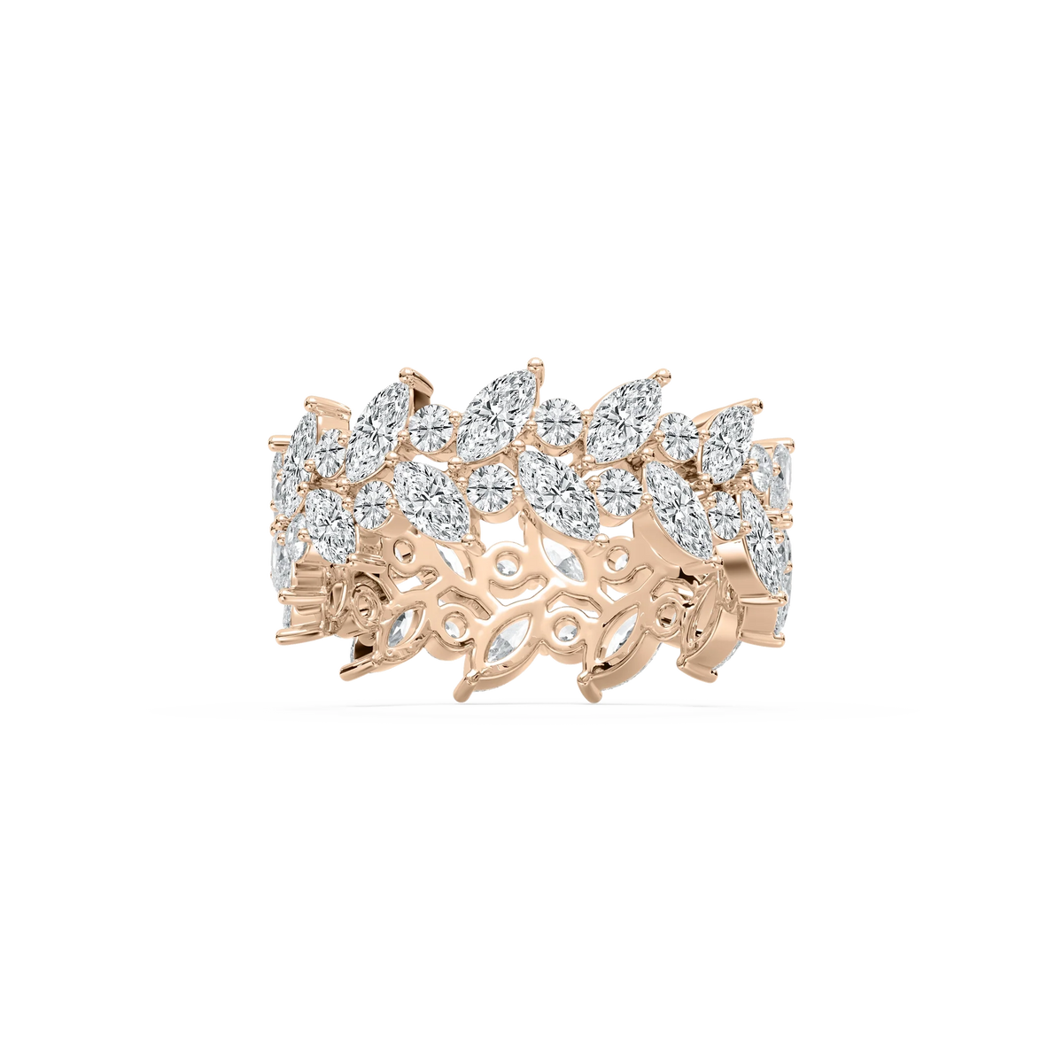 Ida 3 ¼ ctw Marquise and Round LGD Alternating Eternity Band - 14K Rose Gold