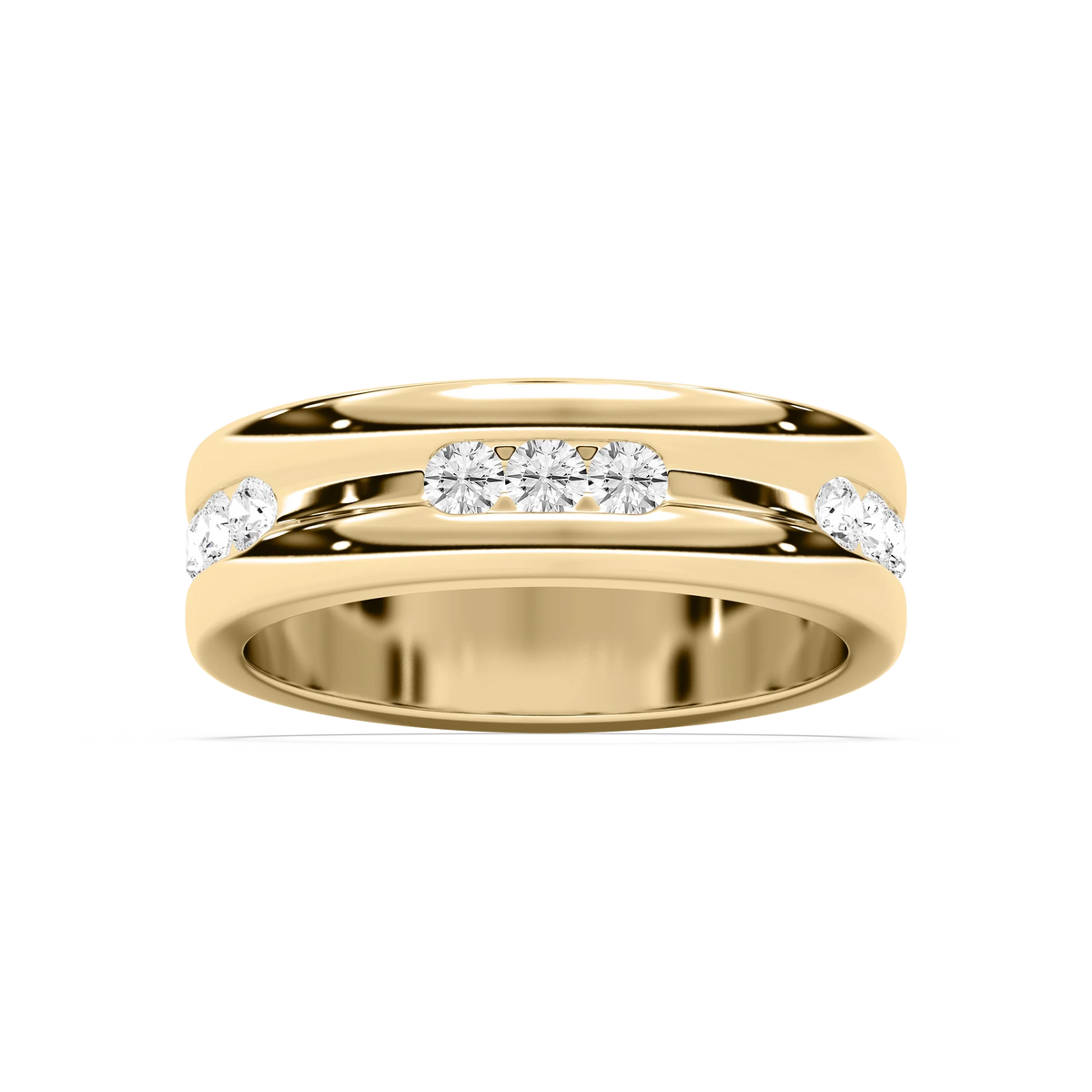 Elliott 5/8 ctw Round LGD 6.80mm Channel Mens Wedding Band - 14K Yellow Gold