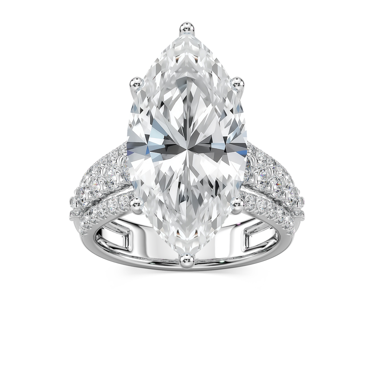 Amanda 11 ¼ ctw Marquise LGD Triple Row Side Stone Engagement Ring - Signature Collection