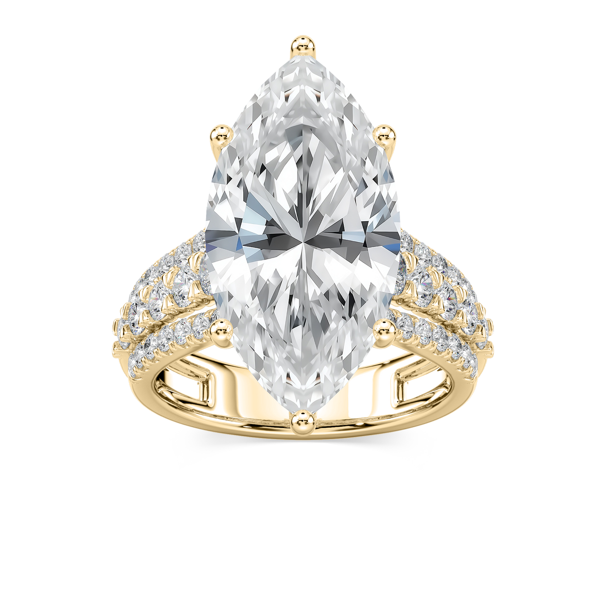 Amanda 11 ¼ ctw Marquise LGD Triple Row Side Stone Engagement Ring - Signature Collection