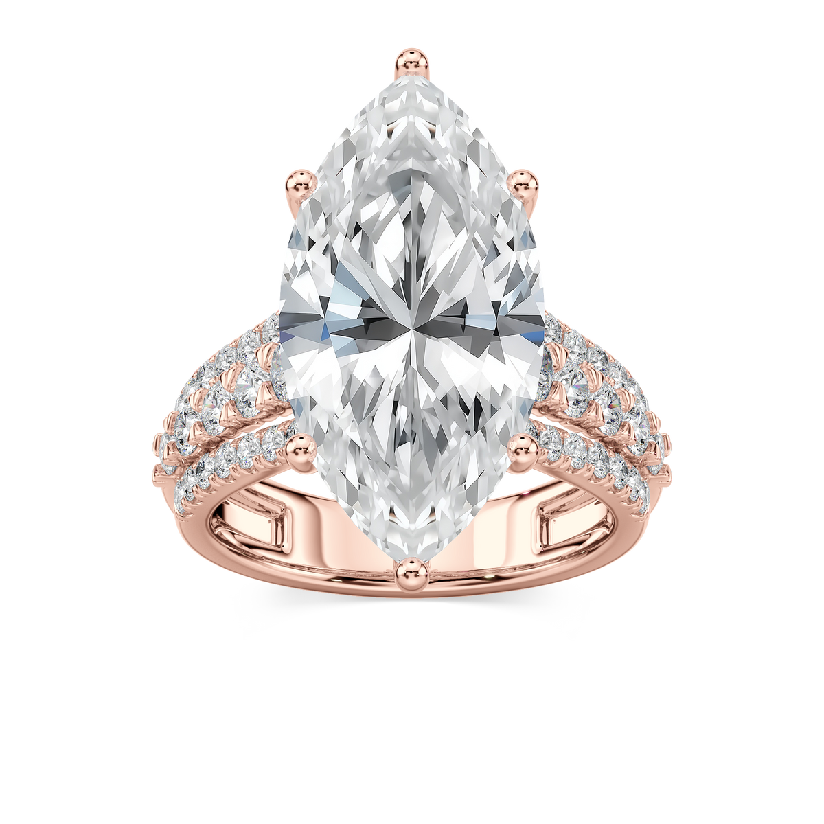 Amanda 11 ¼ ctw Marquise LGD Triple Row Side Stone Engagement Ring - Signature Collection