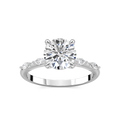 Amelie Round LGD Spaced Marquise Side Stone Engagement Ring - 14K White Gold