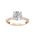 Amelie Round LGD Spaced Marquise Side Stone Engagement Ring - 14K Rose Gold