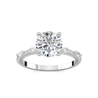 Amelie Round LGD Spaced Marquise Side Stone Engagement Ring - Platinum