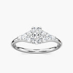 Amira Oval LGD Six Prong Side Stone Engagement Ring - Platinum