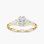 Amira Oval LGD Six Prong Side Stone Engagement Ring - 18K Yellow Gold