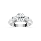 Anaiah 3 ctw Round LGD Pear Duo Three Stone Engagement Ring - 14K White Gold / F-VS2