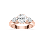 Anaiah 3 ctw Round LGD Pear Duo Three Stone Engagement Ring - 14K Rose Gold / F-VS2