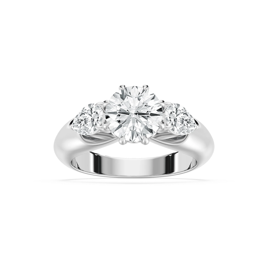 Anaiah 3 ctw Round LGD Pear Duo Three Stone Engagement Ring - 14K White Gold / E-VS1