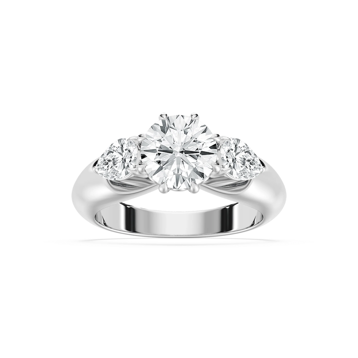 Anaiah 3 ctw Round LGD Pear Duo Three Stone Engagement Ring - 14K White Gold / E-VS1
