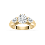 Anaiah 3 ctw Round LGD Pear Duo Three Stone Engagement Ring - 14K Yellow Gold / E-VS1