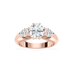 Anaiah 3 ctw Round LGD Pear Duo Three Stone Engagement Ring - 18K Rose Gold / E-VS1
