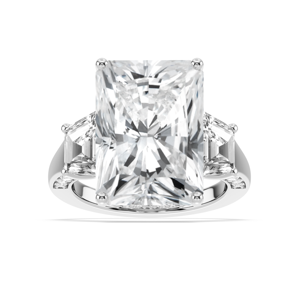 Aniyah 17 ¹⁄₂ ctw Radiant LGD Three Stone Engagement Ring - Signature Collection - 14K White Gold