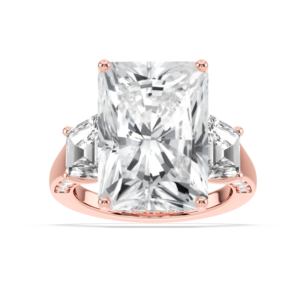 Aniyah 17 ¹⁄₂ ctw Radiant LGD Three Stone Engagement Ring - Signature Collection - 14K Rose Gold