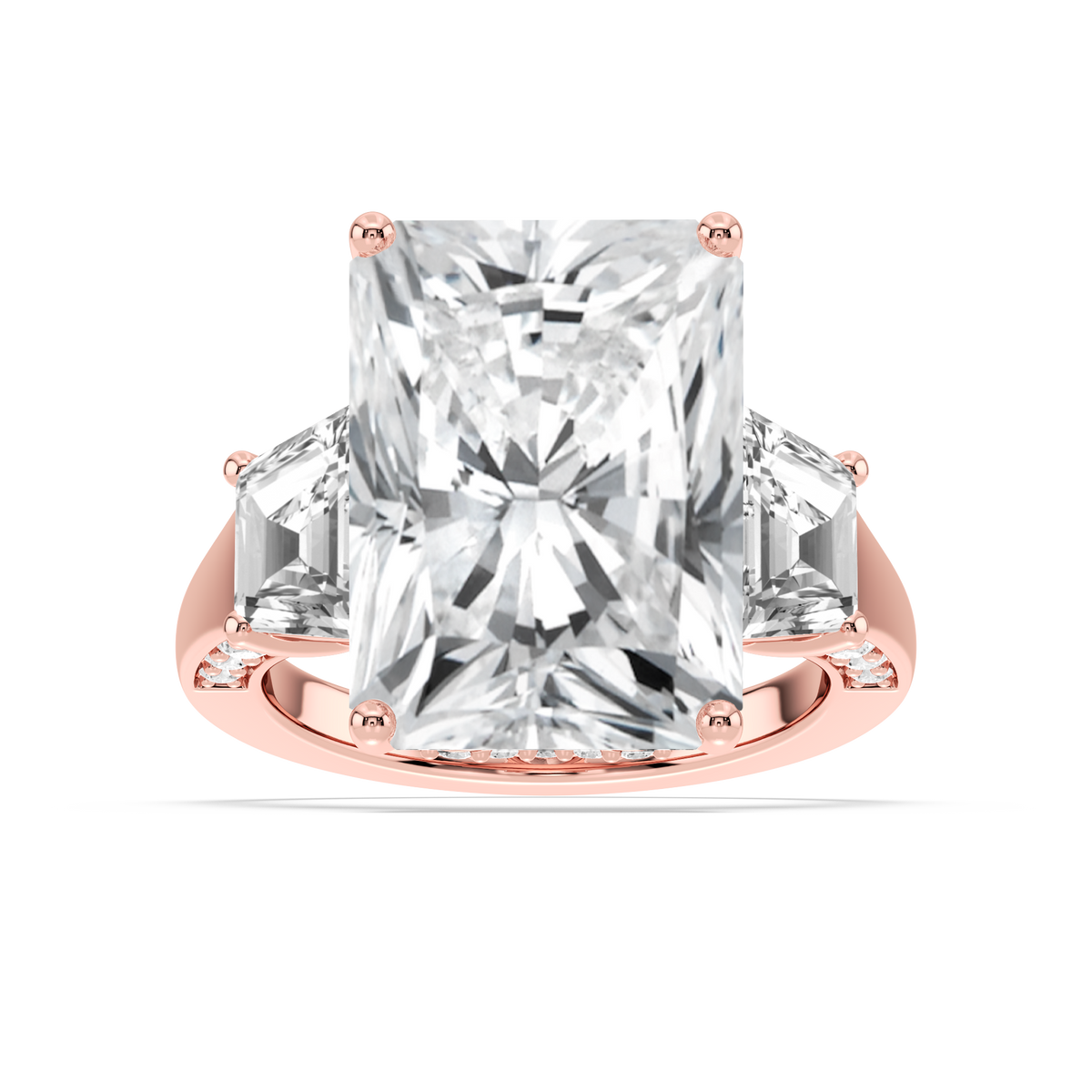 Aniyah 17 ¹⁄₂ ctw Radiant LGD Three Stone Engagement Ring - Signature Collection - 14K Rose Gold
