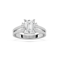 Arden 2 ¹⁄₂ ctw Emerald LGD Double Row Split Shank Side Stone Engagement Ring - 14K White Gold / F-VS2