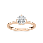 Ariel Cushion LGD Eight Prong Royal Crown Hidden Halo Engagement Ring - 14K Rose Gold