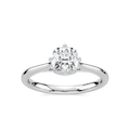 Ariel Cushion LGD Eight Prong Royal Crown Hidden Halo Engagement Ring - 14K White Gold