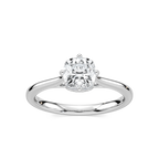Ariel Cushion LGD Eight Prong Royal Crown Hidden Halo Engagement Ring - Platinum