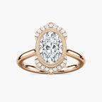 Arya Oval LGD Milgrain Vintage Antique Halo Engagement Ring - 14K Rose Gold