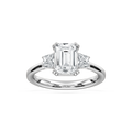 Astra 2 ½ ctw Emerald LGD Three Stone Engagement Ring - 14K White Gold / F-VS2
