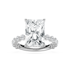 Aubrey 7 ctw Radiant LGD Single Shared Prong Hidden Halo Engagement Ring - 14K White Gold
