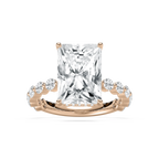 Aubrey 7 ctw Radiant LGD Single Shared Prong Hidden Halo Engagement Ring - 14K Rose Gold