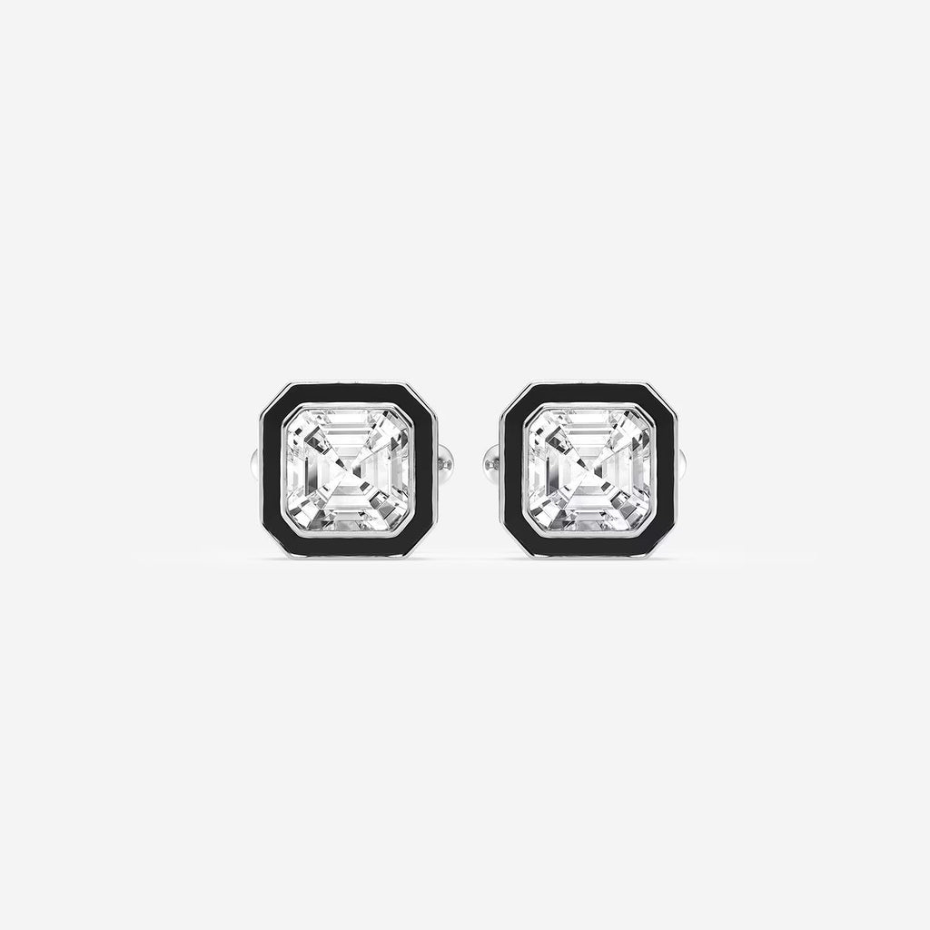 Black Enamel Asscher Cufflinks image