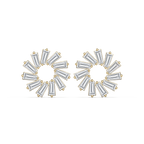 1/4 ctw Tapered Baguette LGD Circular Earrings - 14K Yellow Gold