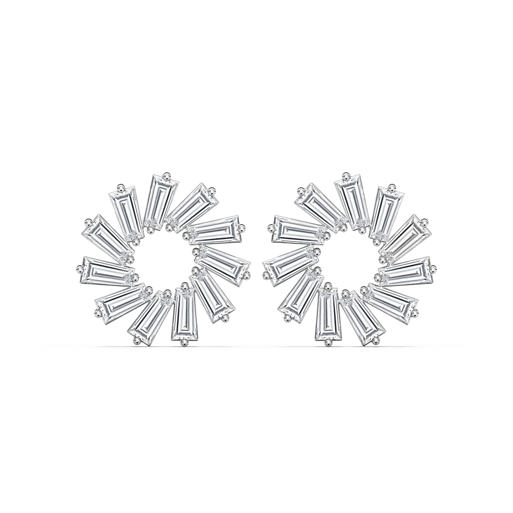 1/4 ctw Tapered Baguette LGD Circular Earrings