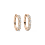 1/2 ctw Baguette LGD Halo Huggie Hoop Earrings