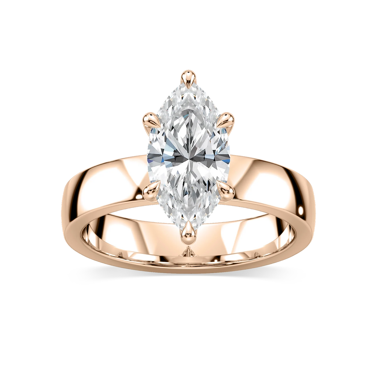 Maya Marquise LGD 4mm Cigar Band Solitaire Engagement Ring - 14K Rose Gold