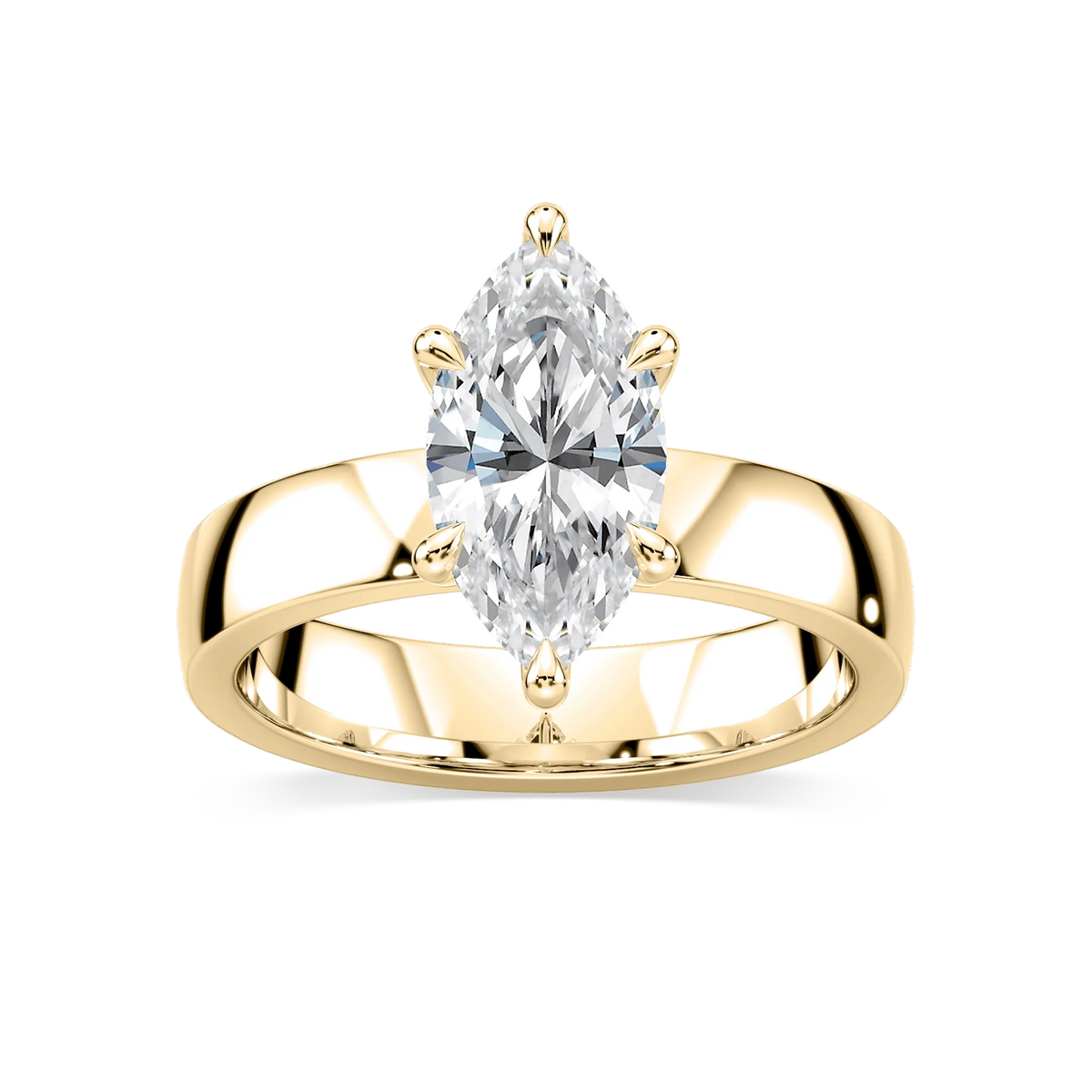 Maya Marquise LGD 4mm Cigar Band Solitaire Engagement Ring - 18K Yellow Gold