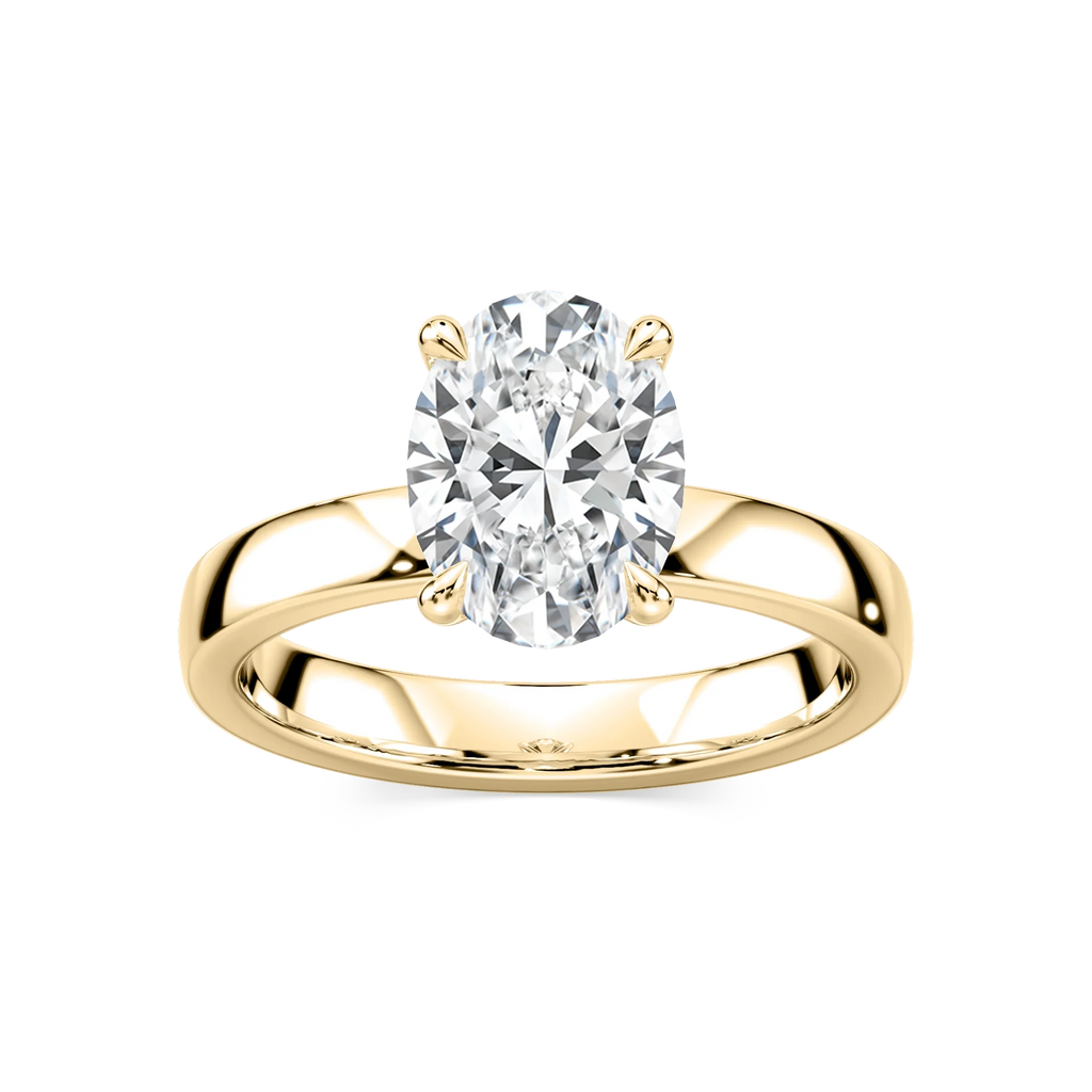 Maya Oval LGD 3mm Cigar Band Solitaire Engagement Ring - 14K Yellow Gold