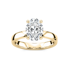 Maya Oval LGD 3mm Cigar Band Solitaire Engagement Ring - 14K Yellow Gold