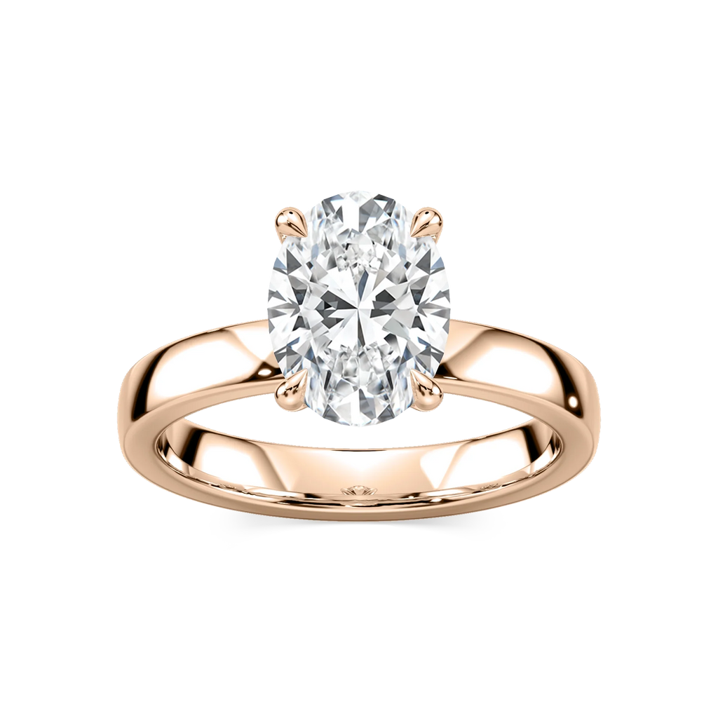 Maya Oval LGD 3mm Cigar Band Solitaire Engagement Ring - 14K Rose Gold