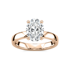 Maya Oval LGD 3mm Cigar Band Solitaire Engagement Ring - 14K Rose Gold