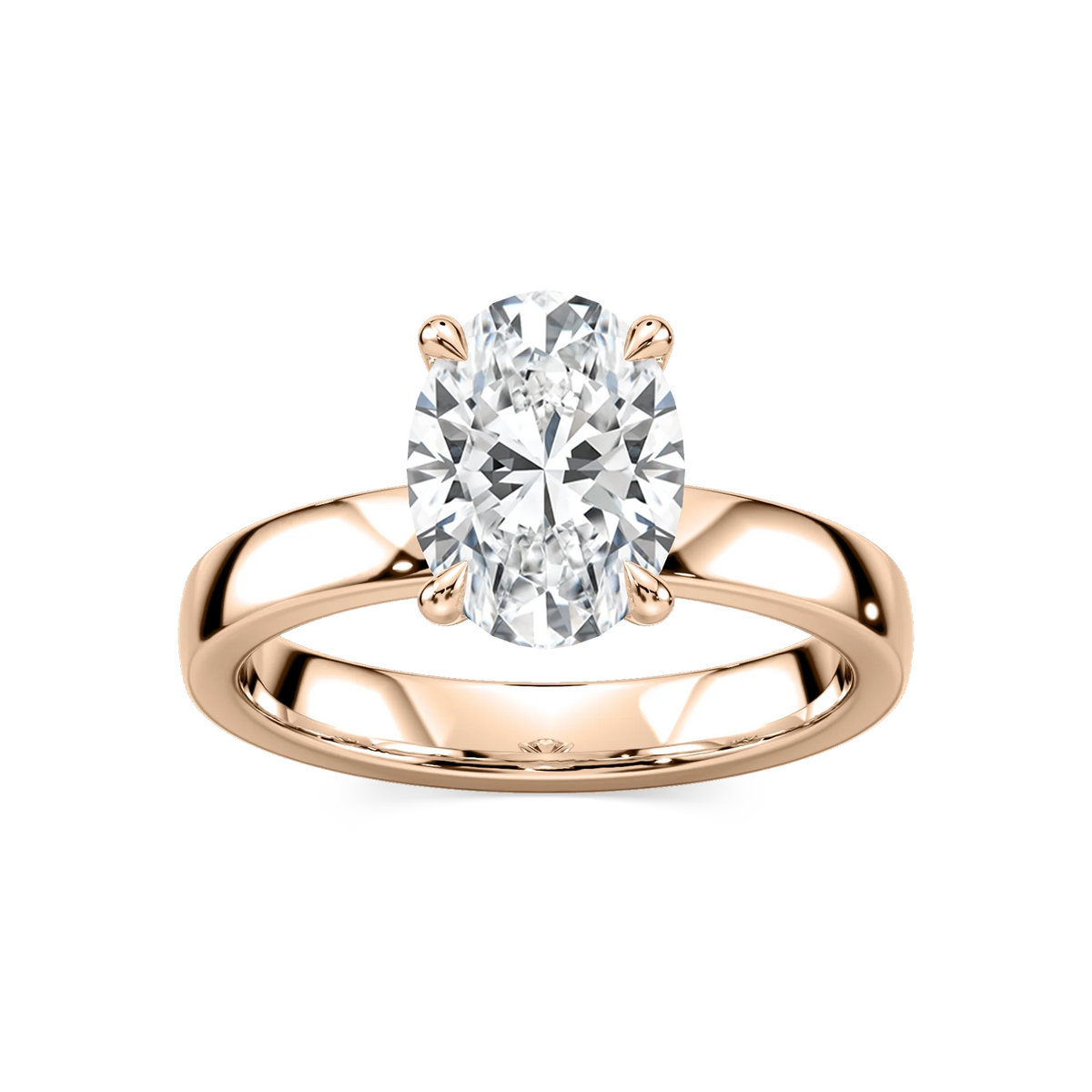 Maya Oval LGD 3mm Cigar Band Solitaire Engagement Ring - 14K Rose Gold