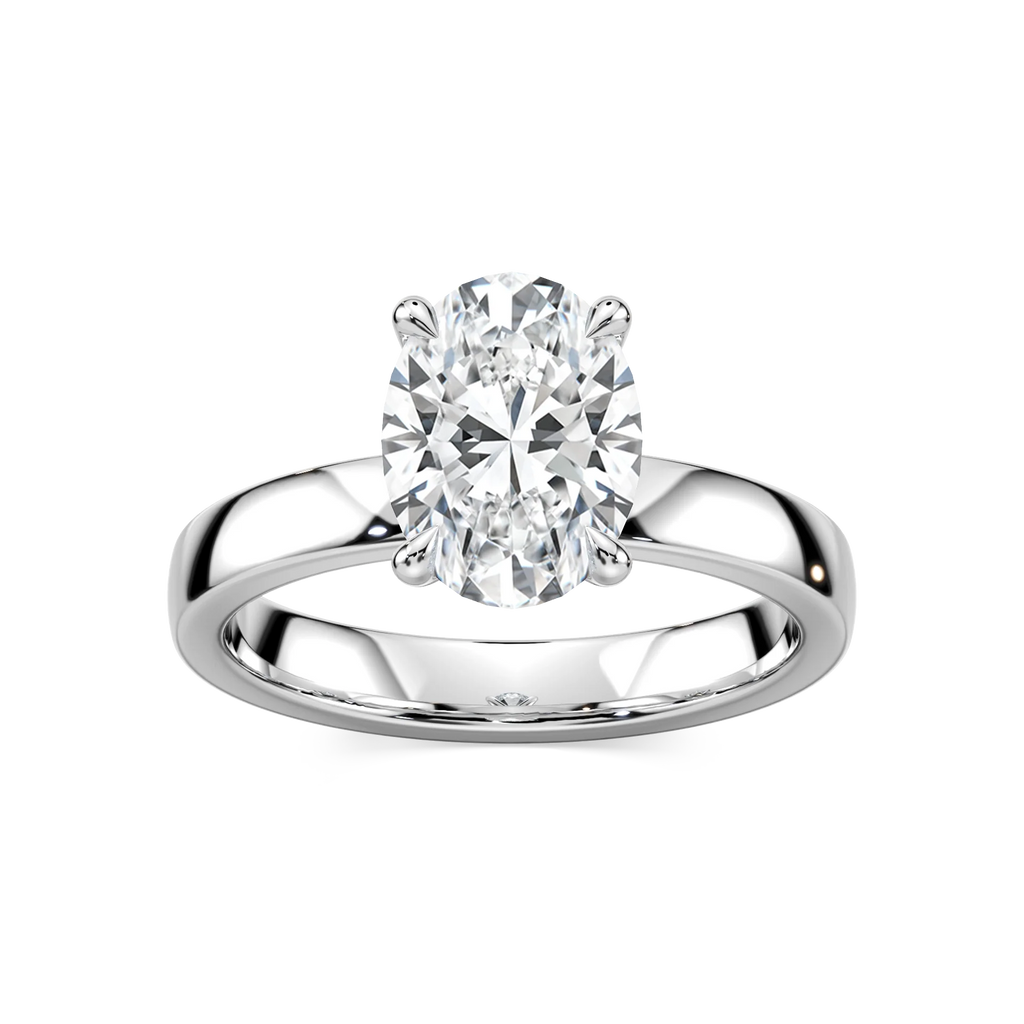Maya Oval LGD 3mm Cigar Band Solitaire Engagement Ring - 18K White Gold