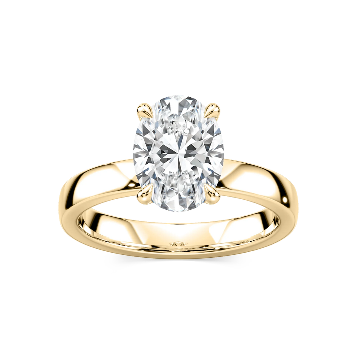 Maya Oval LGD 3mm Cigar Band Solitaire Engagement Ring - 18K Yellow Gold