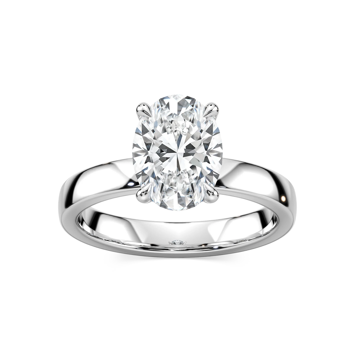 Maya Oval LGD 3mm Cigar Band Solitaire Engagement Ring - Platinum
