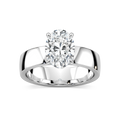 Maya Oval LGD 5mm Cigar Band Solitaire Engagement Ring - 14K White Gold