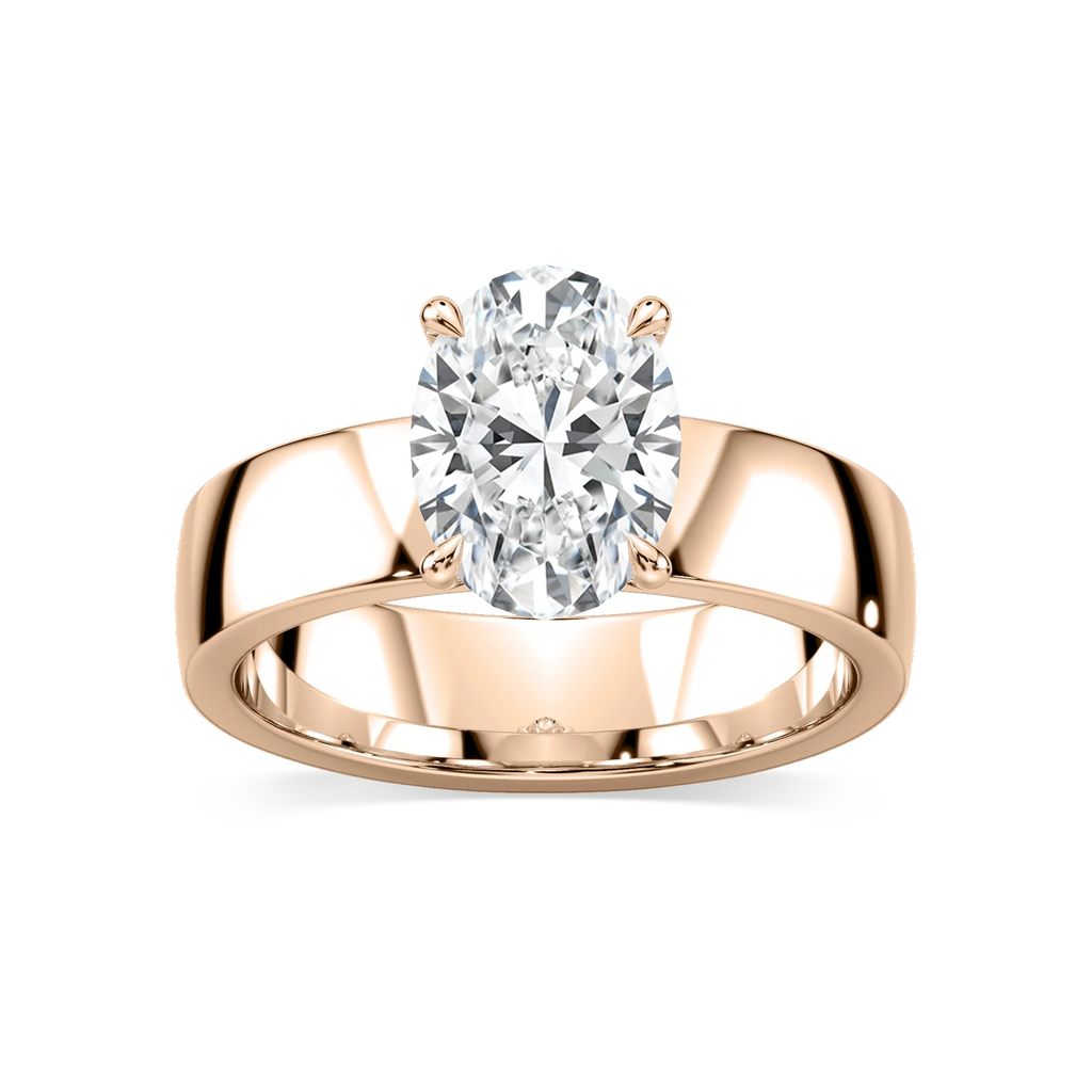 Maya Oval LGD 5mm Cigar Band Solitaire Engagement Ring - 14K Rose Gold