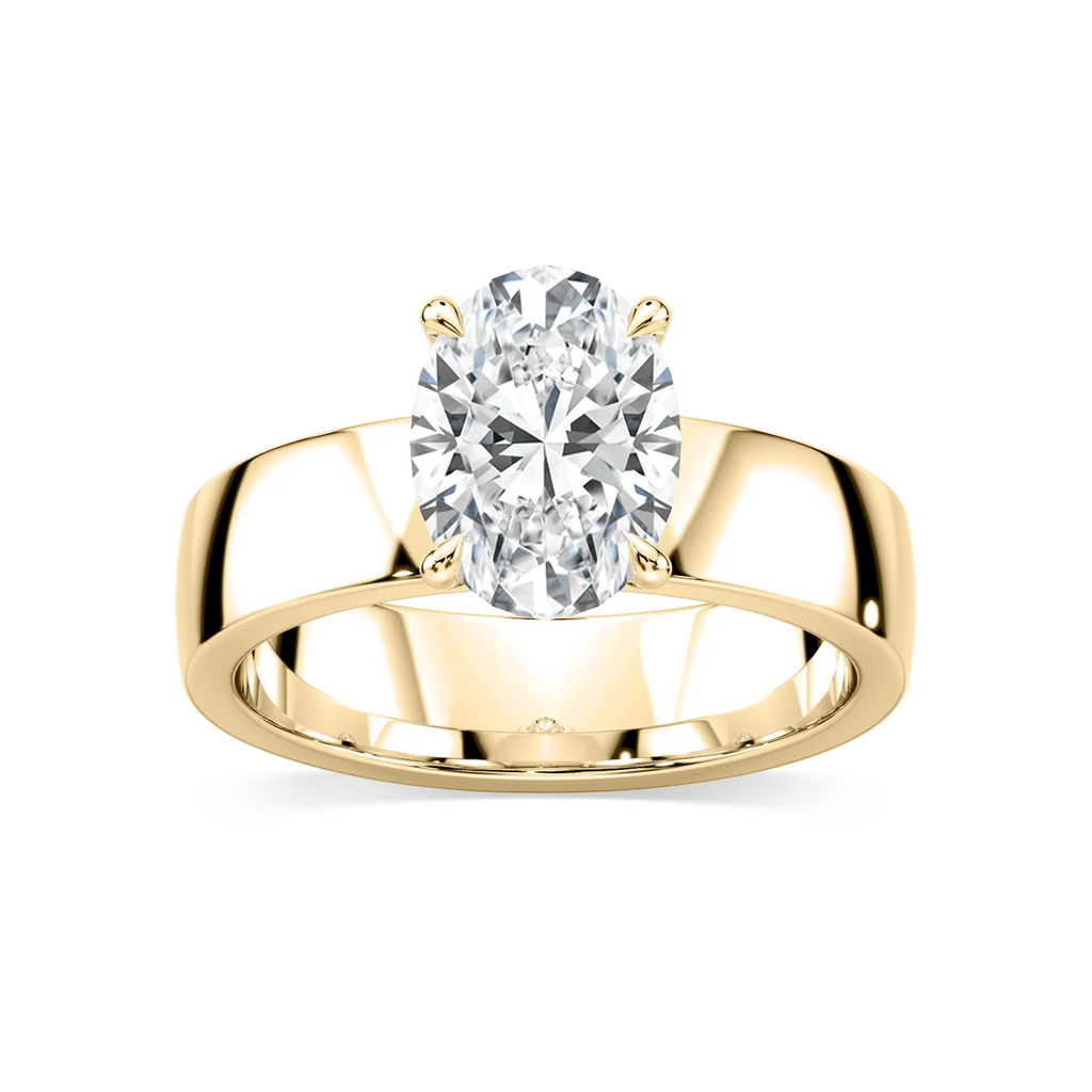 Maya Oval LGD 5mm Cigar Band Solitaire Engagement Ring - 18K Yellow Gold