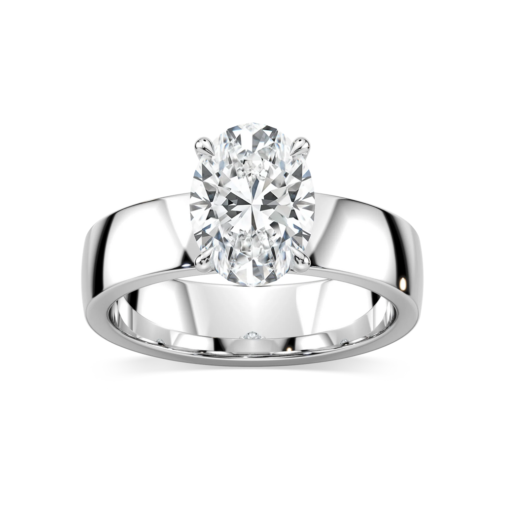 Maya Oval LGD 5mm Cigar Band Solitaire Engagement Ring - Platinum