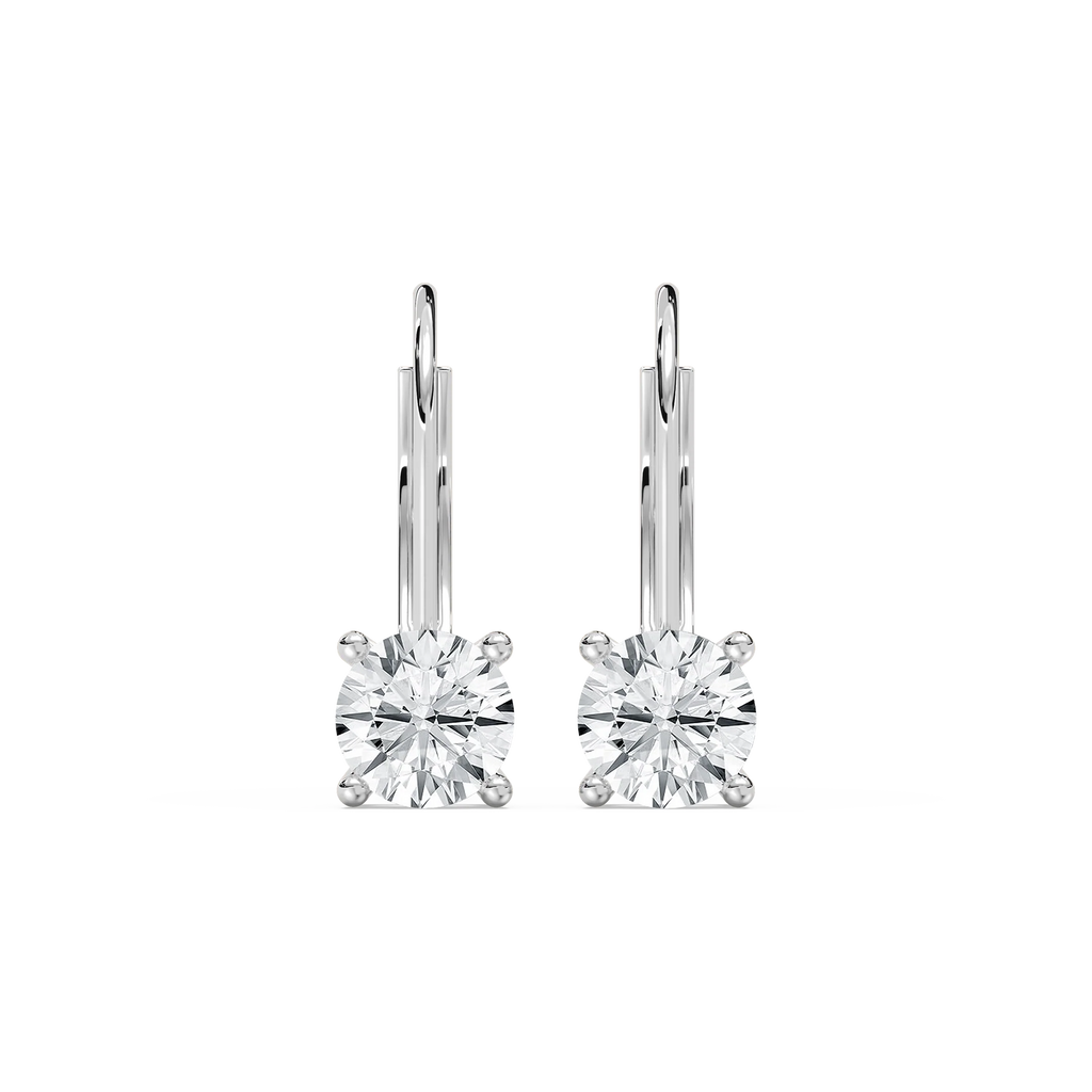 Round LGD Leverback Basket Drop Earrings - 14K White Gold / 0.5ctw