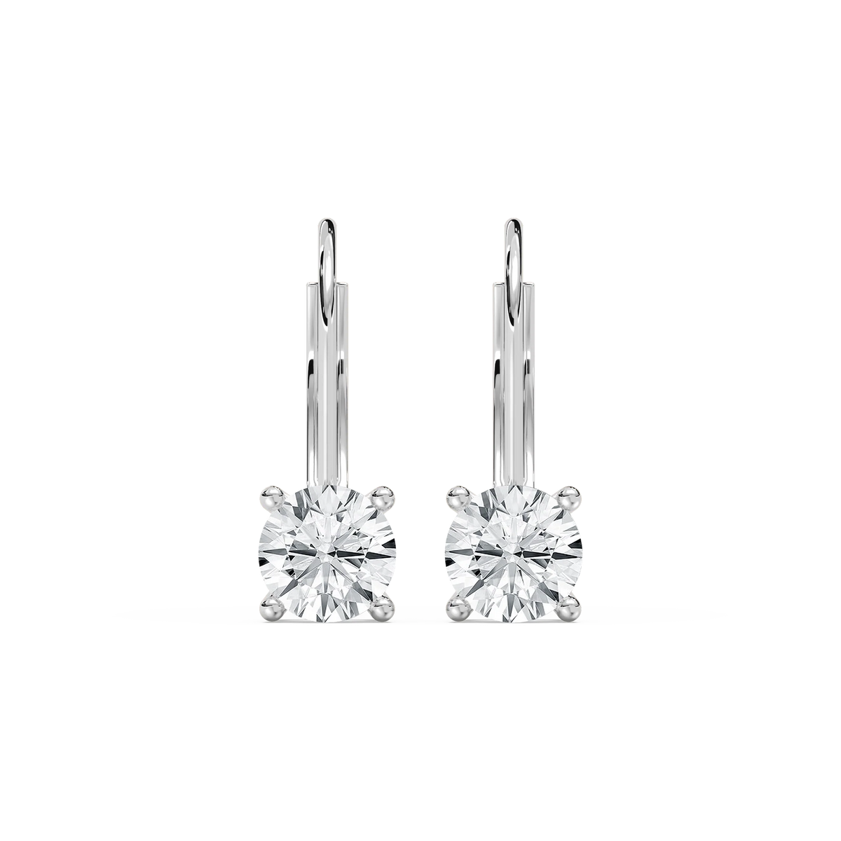 Round LGD Leverback Basket Drop Earrings - 14K White Gold / 0.5ctw